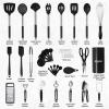 40PCs Silicone Cooking Utensils Set 446 Heat Resistance, RFAQK BPA Free Kitchen Utensils Set for Nonstick Cookware, Gadgets includes Can Opener, Potato Smasher,Peeler,Tongs,Spatula Set,Pizza Cutter view 3