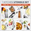 40PCs Silicone Cooking Utensils Set 446 Heat Resistance, RFAQK BPA Free Kitchen Utensils Set for Nonstick Cookware, Gadgets includes Can Opener, Potato Smasher,Peeler,Tongs,Spatula Set,Pizza Cutter view 4