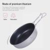 Boundless Voyage Titanium Non-Stick Frying Pan with Folding Handle Non-Stick Ceramic Coating Frypan Cooking Pot for Outdoor Camping Picnic Backpacking (L) with Lid view 4