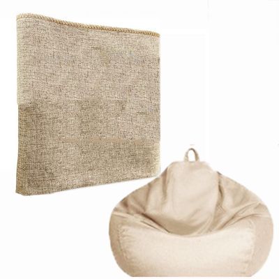 Big Cotton Linen Sofa Cover Bean Bag Chair Beanbag Sofa Cover Corner Seat Lazy Bean Bag Chair Pouf Salon Ottoman Puff Relax Lounge Couch (Color : Light Khaki, Size : 70cm-Cover)