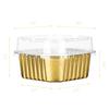 EUSOAR Mini Baking Cups, 5oz 100pcs Gold Aluminum Foil Dessert Cups Ramekins with Lids Cake Pan Tin for Creme Brulee Pudding Pie Cheese, Cupcake Liners for Wedding Christmas Party view 2