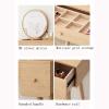 BNNP Vanity Dressing Desk Vanity Table with Round Mirror, Makeup Vanity Table, Wood Makeup Dressing Table Desk, 2 Drawers for Bedroom Makeup Table Vanity Table (Color : A) view 3