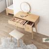 BNNP Vanity Dressing Desk Vanity Table with Round Mirror, Makeup Vanity Table, Wood Makeup Dressing Table Desk, 2 Drawers for Bedroom Makeup Table Vanity Table (Color : A) view 4
