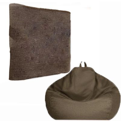 Big Cotton Linen Sofa Cover Bean Bag Chair Beanbag Sofa Cover Corner Seat Lazy Bean Bag Chair Pouf Salon Ottoman Puff Relax Lounge Couch (Color : Dark Khaki, Size : 100cm-cover)