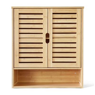 DRDINGRUI Bamboo Cabinet, Wall Mount Cabinet for Bathroom, Medicine Cabinet with Shelf