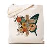 Christian Canvas Tote Bags for Women Flower Butterfly Faith Cross Shoulder Bag Shopping Bag Christian Gift White view 1