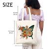 Christian Canvas Tote Bags for Women Flower Butterfly Faith Cross Shoulder Bag Shopping Bag Christian Gift White view 2