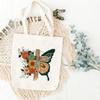 Christian Canvas Tote Bags for Women Flower Butterfly Faith Cross Shoulder Bag Shopping Bag Christian Gift White view 3