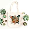 Christian Canvas Tote Bags for Women Flower Butterfly Faith Cross Shoulder Bag Shopping Bag Christian Gift White view 4