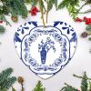 Chinese Classical Style Blue and White Porcelain Print Pattern Heart Ornament Xmas Tree Decoration Flat Ceramic Christmas Ornament Double Sided Holiday Collectible Present Gift for Friends Family view 2