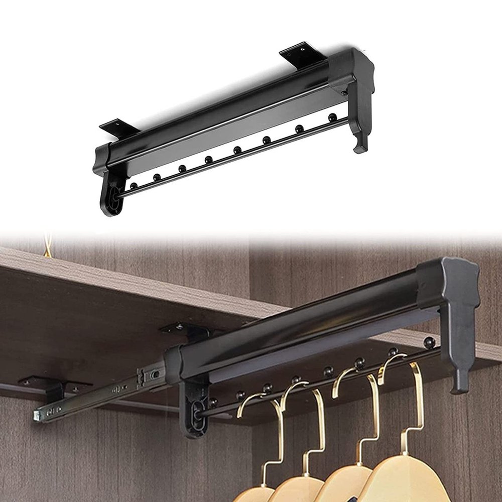 DONGYUE Heavy Duty Retractable Closet Clothes Hanger Rail, Adjustable Pull-Out Closet Rod 35-80cm, for Hanging Pants and Tops Closet Organizer Rack, Load-Bearing 25kg (Size : 31cm/12.2in)
