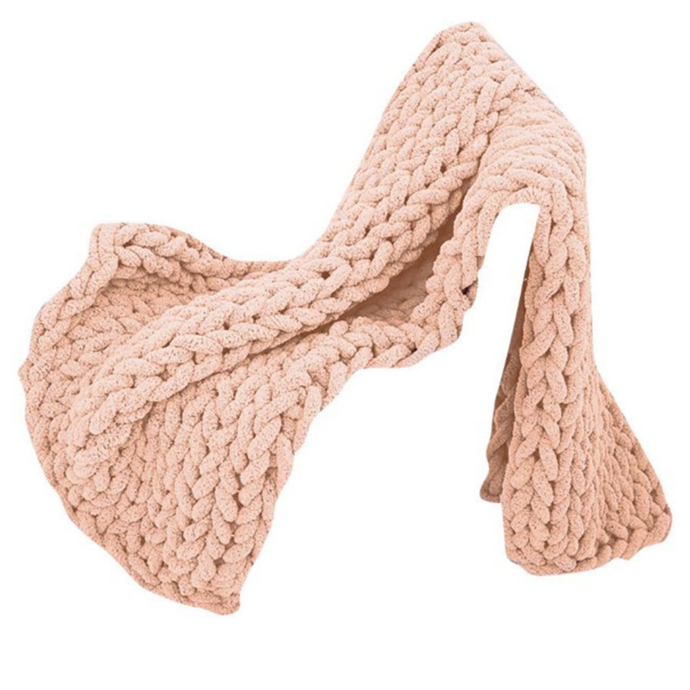 MHUQIA Chenille Chunky Knit Blanket 59x70in, Chunky Knit Blanket Throw, Hand-Knitted Yarn Throw Blanket, Soft Throw Blanket, Knitted Blankets, Cozy, Machine-Washable