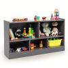 HONEY JOY Kids Toy Storage Organizer, 5-Section Storage Daycare Shelf for Preschool, Children 2-Tier Open Wooden Display Book Shelf Organizer for Classroom, Playroom & Nursery, Kindergarten(Dark Gray) view 1