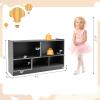 HONEY JOY Kids Toy Storage Organizer, 5-Section Storage Daycare Shelf for Preschool, Children 2-Tier Open Wooden Display Book Shelf Organizer for Classroom, Playroom & Nursery, Kindergarten(Dark Gray) view 3