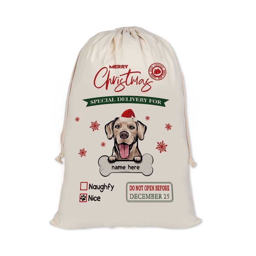 MALIHONG Personalized Christmas Santa Sack Dog Rhodesian Ridgeback Custom Name Canvas Large Chirstmas Gift Bags for Xmas Decor Storage Sacks for Presents 19.5x31.5 Inch