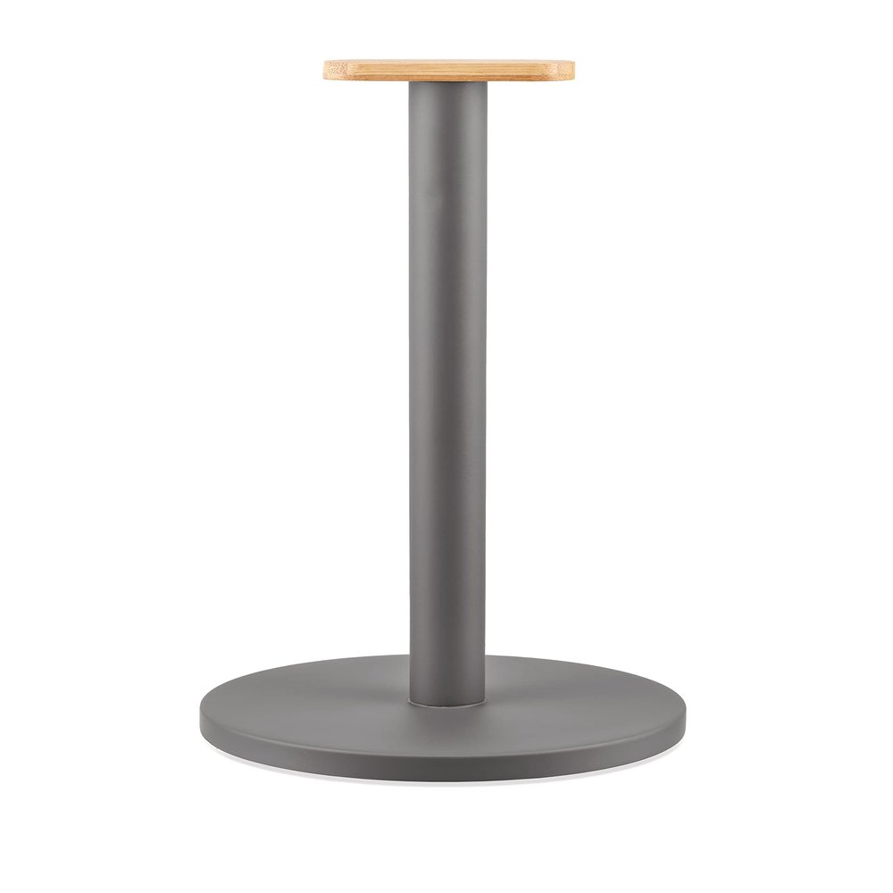 Alessi Kitchen Roll Holder in Colorado Steel with Epossidic Resin, Dark Grey, Bamboo Wood Knob, Multicoloured, One Size