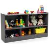 Costzon Toy Storage Organizer for Kids, 5-Section School Classroom Storage for Organizing Books Toys, Wooden Kids Bookshelf Daycare Furniture for Preschool, Playroom, Nursery, Kindergarten (Dark Gray) view 1