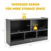 Costzon Toy Storage Organizer for Kids, 5-Section School Classroom Storage for Organizing Books Toys, Wooden Kids Bookshelf Daycare Furniture for Preschool, Playroom, Nursery, Kindergarten (Dark Gray) view 3