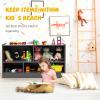 Costzon Toy Storage Organizer for Kids, 5-Section School Classroom Storage for Organizing Books Toys, Wooden Kids Bookshelf Daycare Furniture for Preschool, Playroom, Nursery, Kindergarten (Dark Gray) view 4