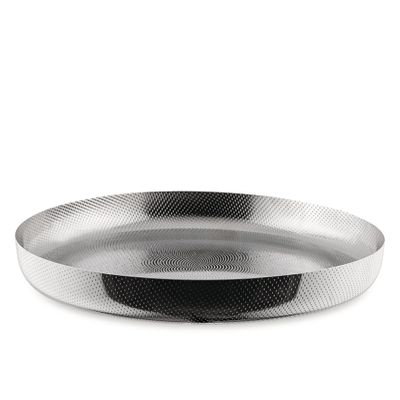 Alessi Extra Ordinary Texture JM14/35 T - Minimal Design Round Tray in 18/10 Stainless Steel with Decorations, Granulated in Relief, 35 cm