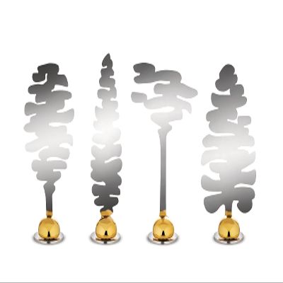 Boucquillon & Maaoui Set of Four Place Markers in Steel AISI 430 with Magnet in Porcelain, One Size