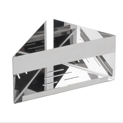 WENKO Turbo-Loc Genova Shine Corner Shelf, Bathroom Shelf Made of Stainless Steel for Attaching without Drilling with Adhesive Pad System, Space-Saving Storage of Care Products, 36 x 8 x 17 cm, Glossy