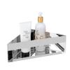 WENKO Turbo-Loc Genova Shine Corner Shelf, Bathroom Shelf Made of Stainless Steel for Attaching without Drilling with Adhesive Pad System, Space-Saving Storage of Care Products, 36 x 8 x 17 cm, Glossy view 2