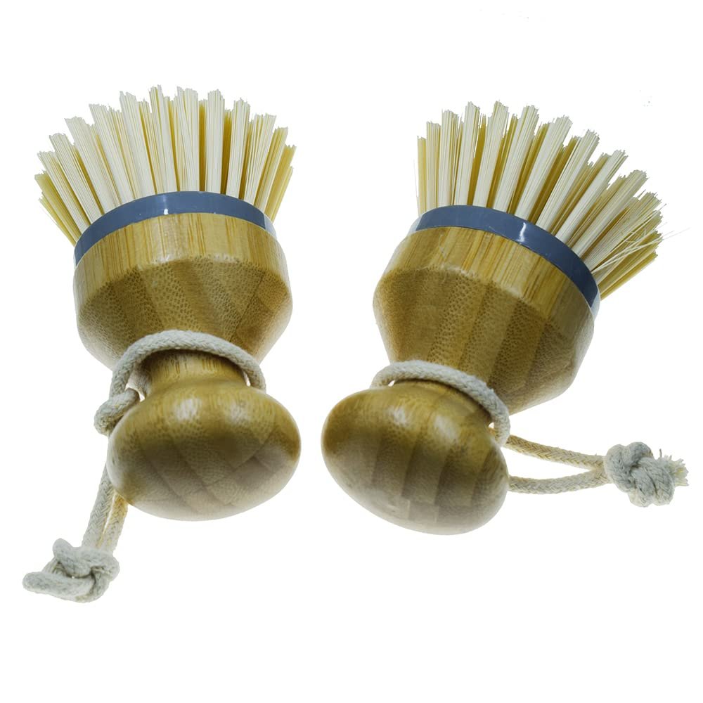 Rangale (Pack of 2) Kitchen Dish Scrub Brush for Dishes Pots Pans Kitchen Sink Cleaning Brushes, Bamboo Palm Brush