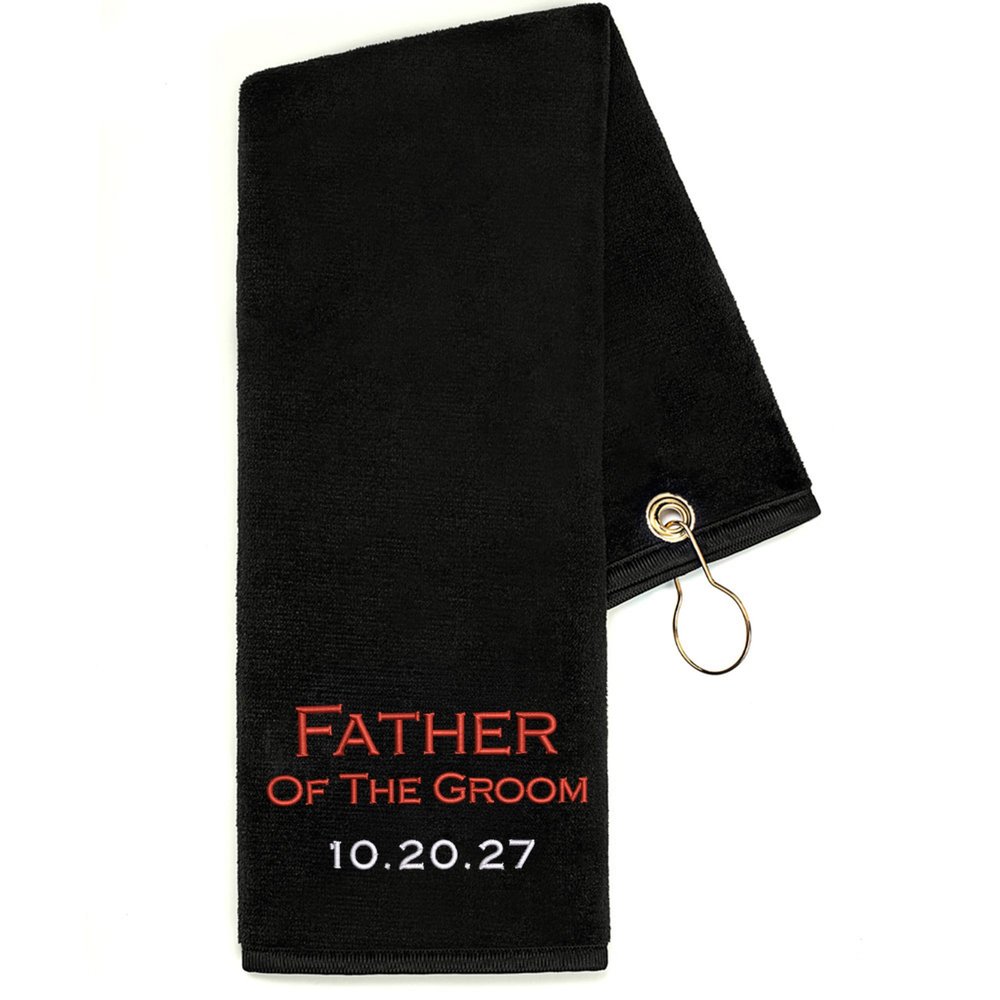 Lifetime Creations Personalized Father of Groom Golf Towel: Embroidered Father of the Groom Gift