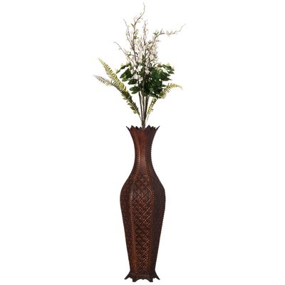34-Inch Brown Metal Floor Vase: Elegant Centerpiece Home Decor, Dried Flower, Artificial Flower, Living Room Decoration, Bedroom Decoration, Tall Vase, Contemporary Interior Design