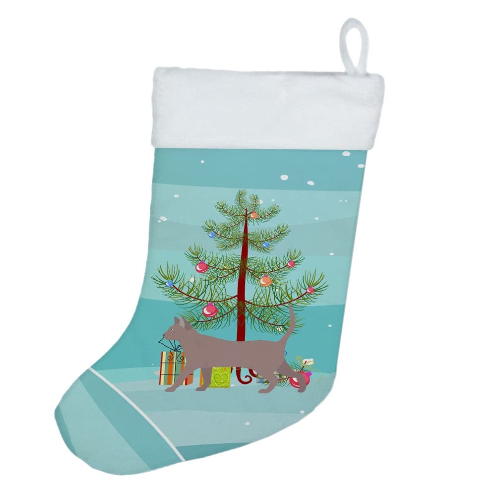 Caroline's Treasures CK4728CS Thai Lilac #2 Cat Merry Christmas Christmas Stocking Fireplace Hanging Stockings Christmas Season Party Decor Family Holiday Decorations