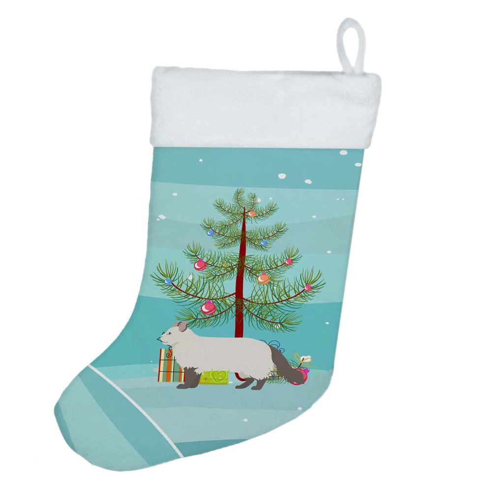 Caroline's Treasures CK4553CS American Curl #2 Cat Merry Christmas Christmas Stocking Fireplace Hanging Stockings Christmas Season Party Decor Family Holiday Decorations