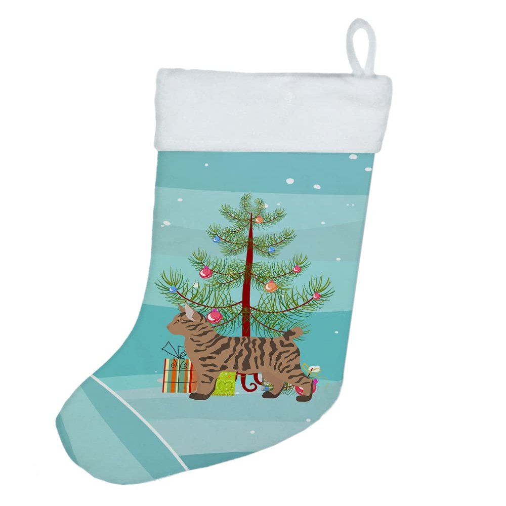 Caroline's Treasures CK4685CS Pixie Bob #2 Cat Merry Christmas Christmas Stocking Fireplace Hanging Stockings Christmas Season Party Decor Family Holiday Decorations