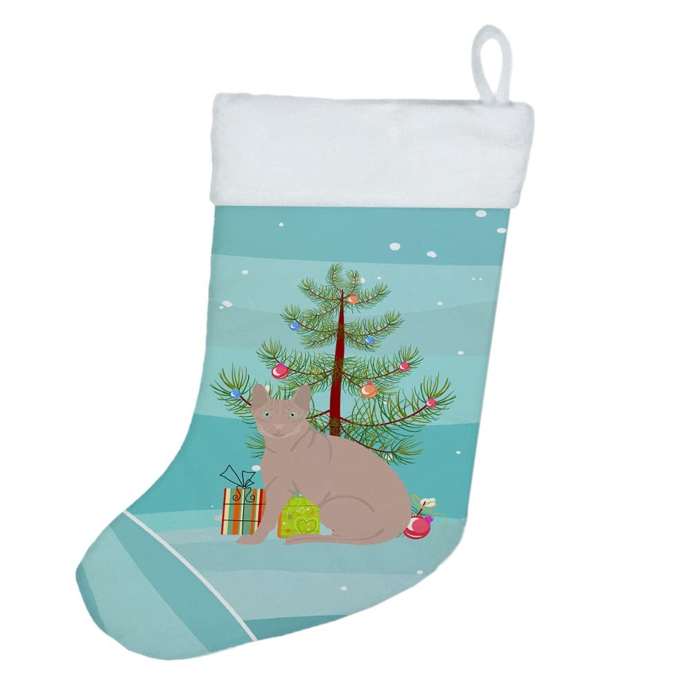 Caroline's Treasures CK4765CS Don Sphynx Cat Merry Christmas Christmas Stocking Fireplace Hanging Stockings Christmas Season Party Decor Family Holiday Decorations