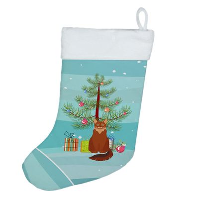 Caroline's Treasures CK4799CS Somali Cat Merry Christmas Christmas Stocking Fireplace Hanging Stockings Christmas Season Party Decor Family Holiday Decorations