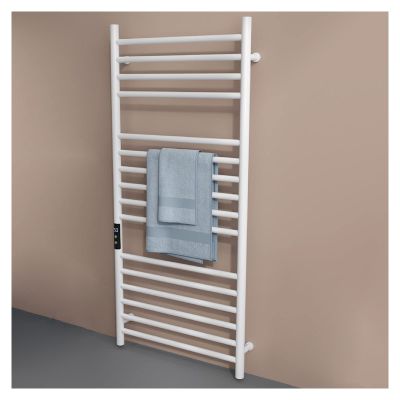 YJSG Towel Warmer Rack,Wall Mounted Electric Towel Warmer,Intelligent Electric Heated Towels Dryer,with Built-in Timer and Hardwired and Plug in(16 Bars),White,Hardwired