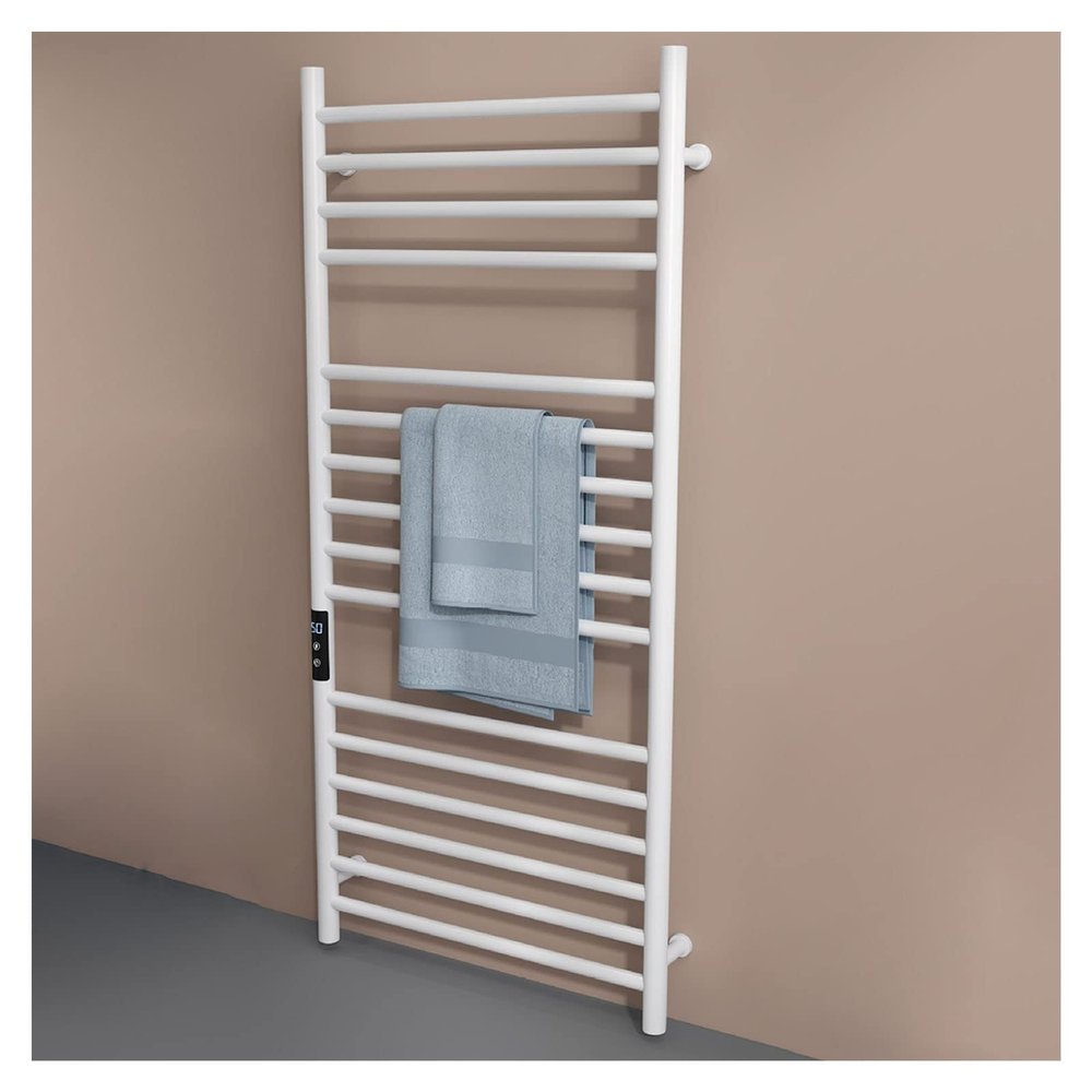 YJSG Towel Warmer Rack,Wall Mounted Electric Towel Warmer,Intelligent Electric Heated Towels Dryer,with Built-in Timer and Hardwired and Plug in(16 Bars),White,Hardwired