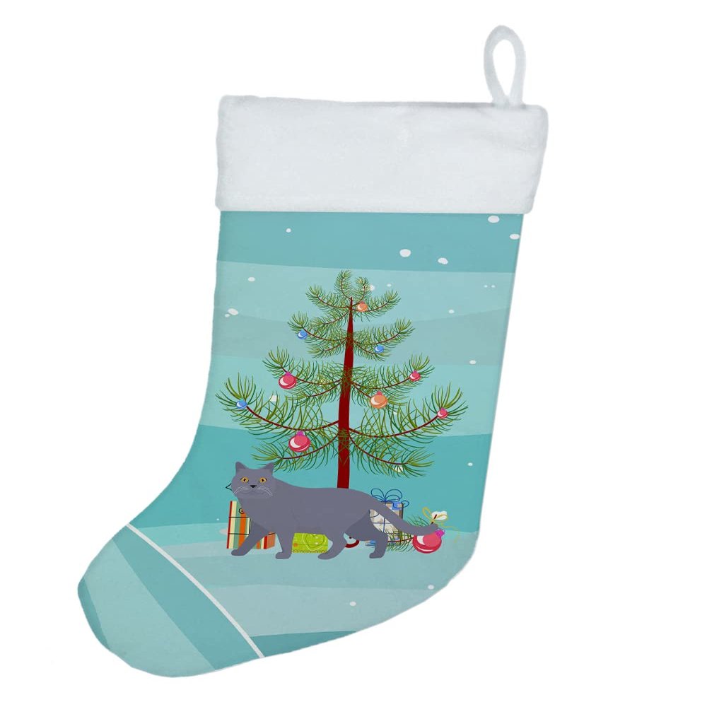 Caroline's Treasures CK4574CS British Shorthair #1 Cat Merry Christmas Christmas Stocking Fireplace Hanging Stockings Christmas Season Party Decor Family Holiday Decorations