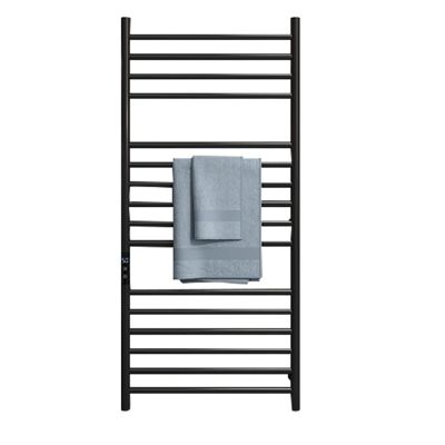 YJSG Towel Warmer Rack,Wall Mounted Electric Towel Warmer,Intelligent Electric Heated Towels Dryer,with Built-in Timer and Hardwired and Plug in(16 Bars),Black,Plug in