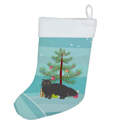 Caroline's Treasures CK4680CS Black Persian Traditional Cat Merry Christmas Christmas Stocking Fireplace Hanging Stockings Christmas Season Party Decor Family Holiday Decorations