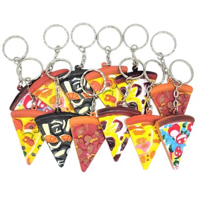 Zugar Land Assorted Pizza Slices Keychains (12 Pack) Highly Detailed 3D Design. Rubber. 2" Slices. Birthday Goodie Party Favor (24 Pieces)