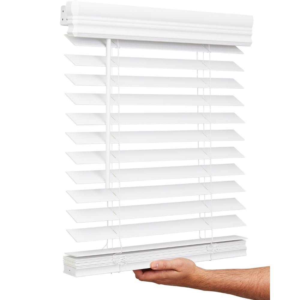 Lotus & Windoware Cordless, 2 Inch Faux Wood Blind, 30" Wide x 72" Long, Window Blinds, Blinds & Shades, Blinds for Indoor Windows, Smooth, Bright White - 30" x 72",Bright White