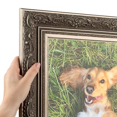 ArtToFrames 5x26 Inch Gold Picture Frame, This 2.6900 Inch Custom Poster Frame is Majestic Silver - Comes with Acrylic and Corrugated Backing (2WOM5121-5x26)
