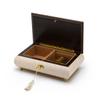 3 Wedding Bells with Ribbon Wood Inlay Ivory 30 Note Musical Jewelry Box - God Bless America view 3