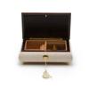 3 Wedding Bells with Ribbon Wood Inlay Ivory 30 Note Musical Jewelry Box - God Bless America view 4