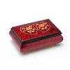 Hand Made Red Wine Double Heart and Roses 30 Note Music Jewelry Box - Scarborough Fair view 1