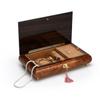 Dark Wood Tone Roses with Ornate Motifs Inlay 30 Note Musical Jewelry Box - Godfather view 2