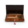 Dark Wood Tone Roses with Ornate Motifs Inlay 30 Note Musical Jewelry Box - Godfather view 4