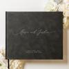MUUJEE Personalized Guestbook in Charcoal - Premium Custom Modern Guest Book for Wedding Reception, Birthday Party or Events w/Bookmark Blank Pages for Signing 11.5 x 8.5 inches view 2