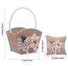 DECHOUS 1 Set Burlap Ring Bearer Jute Basket with Pearl Handle Flower Lace Bow Ribbon Rustic Ring Pillow for Vintage Wedding Ceremony Party Supplies view 2